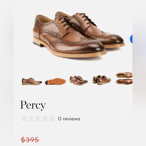 Gordon Rush Percy Leather Wingtip Shoes - Size 9.5 Cognac