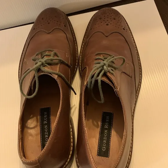 Gordon Rush Percy Leather Wingtip Shoes - Size 9.5 Cognac