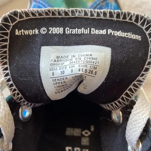 Grateful Dead Tie Dye Converse All Stars Shoes M 8 W 10