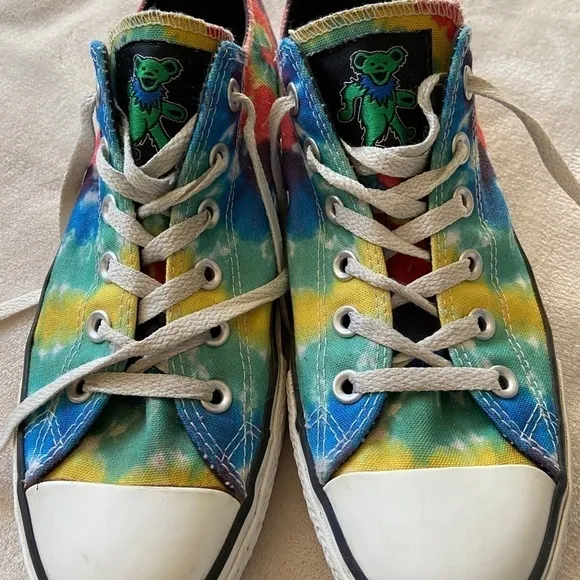 Grateful Dead Tie Dye Converse All Stars Shoes M 8 W 10