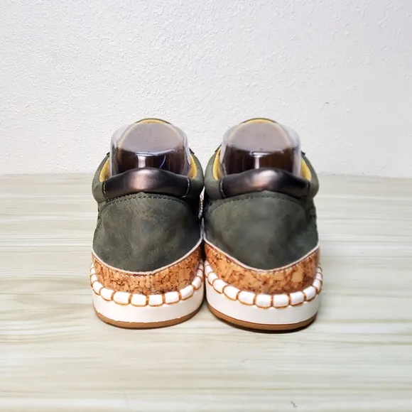 Green and Tan Flats with Breathable Upper and Elastic Bands NWOT