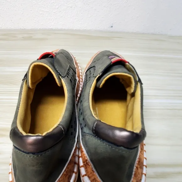Green and Tan Flats with Breathable Upper and Elastic Bands NWOT