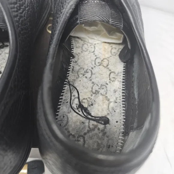 Gucci Camelot Nappa Moorea Men's Size 9 Black Pebbled Leather Low Top Sneakers