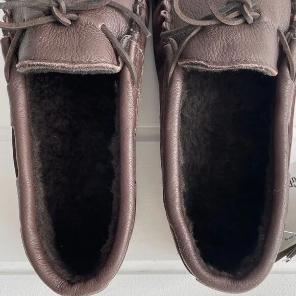 Guide Gear Deerskin Fur-Lined Leather Moccasin Slippers Big &amp; Tall Size 15 NWT
