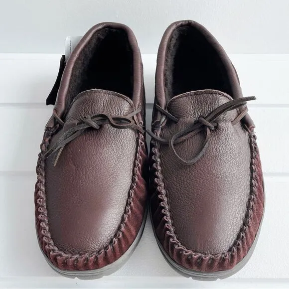 Guide Gear Deerskin Fur-Lined Leather Moccasin Slippers Big &amp; Tall Size 15 NWT