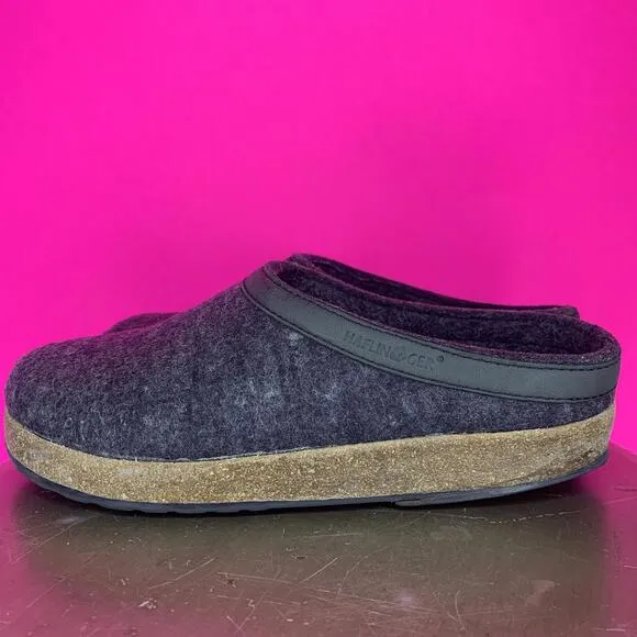 Haflinger Grizzly Torben Charcoal Gray Wool Clog Sz 40