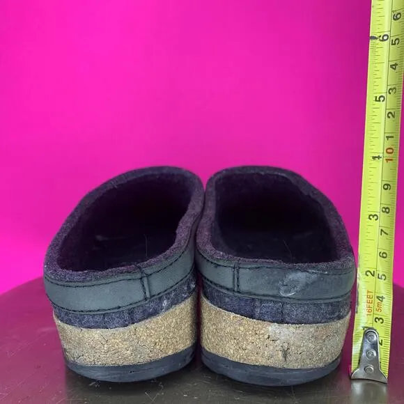 Haflinger Grizzly Torben Charcoal Gray Wool Clog Sz 40