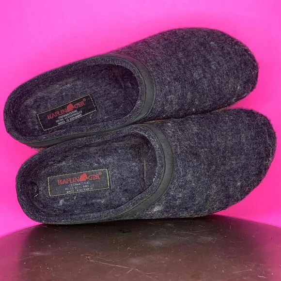 Haflinger Grizzly Torben Charcoal Gray Wool Clog Sz 40