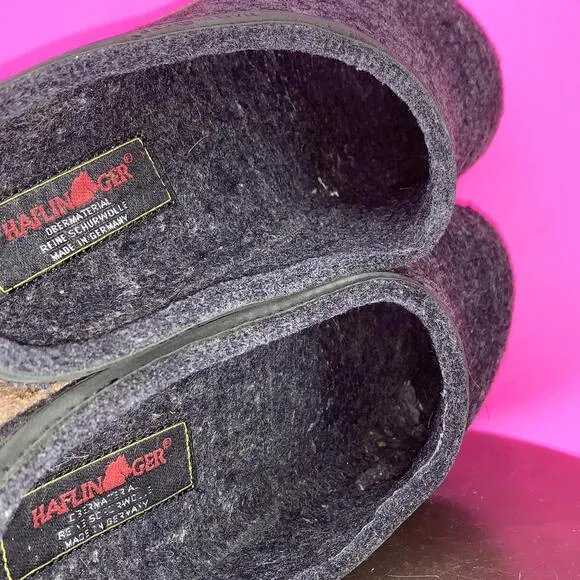 Haflinger Grizzly Torben Charcoal Gray Wool Clog Sz 40