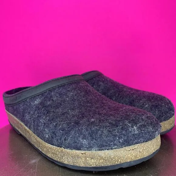 Haflinger Grizzly Torben Charcoal Gray Wool Clog Sz 40