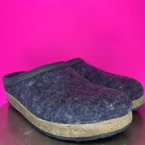 Haflinger Grizzly Torben Charcoal Gray Wool Clog Sz 40