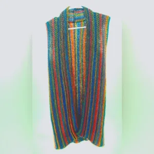 Hand crocheted cardigan vest, colorful‎