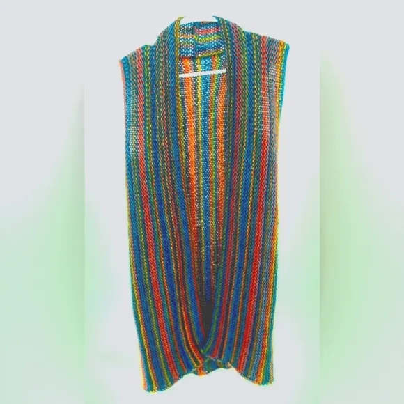 Hand crocheted cardigan vest, colorful‎
