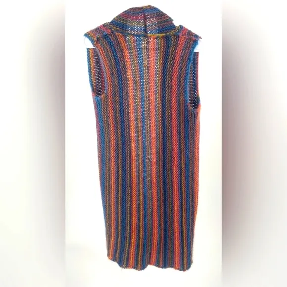 Hand crocheted cardigan vest, colorful‎