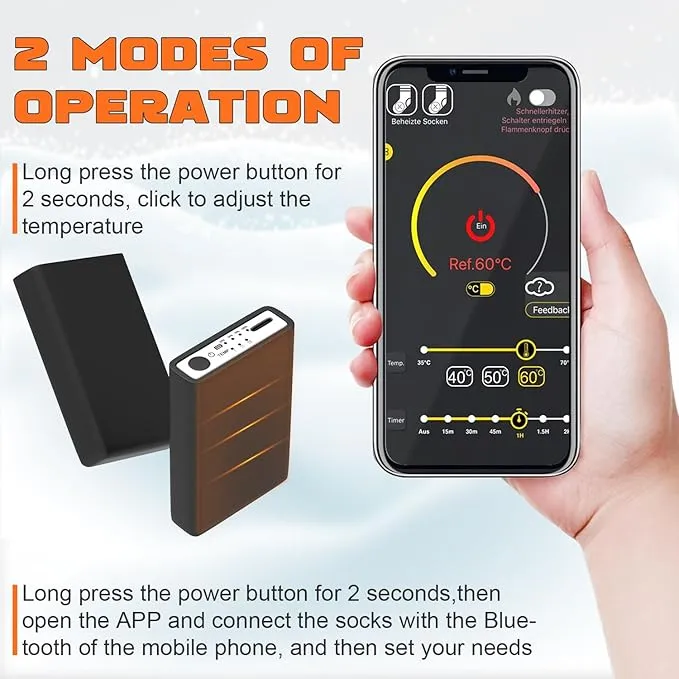 Heated Socks for Men Women,5000mAh Rechargeable Foot Warmer Electric Heating Socks with 3 Heating Settings & App Remote Control Thermal Electric Socks,Warm Socks for Hunting Skiing Camping Hiking