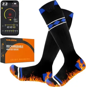 Heated Socks for Men Women,5000mAh Rechargeable Foot Warmer Electric Heating Socks with 3 Heating Settings & App Remote Control Thermal Electric Socks,Warm Socks for Hunting Skiing Camping Hiking