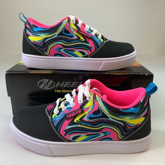 Heelys Pro 20 Prints Sneakers Black Pink Lace-Up Skate Shoes Womens Sz 5 Youth 4