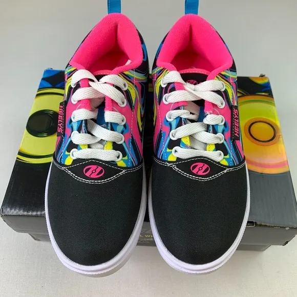 Heelys Pro 20 Prints Sneakers Black Pink Lace-Up Skate Shoes Womens Sz 5 Youth 4
