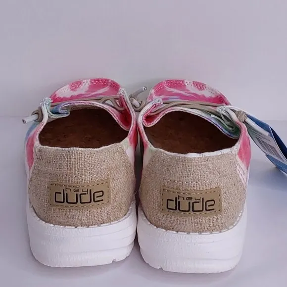 HEY DUDE 'WENDY BOHO MANDALA' YOUTH TIE-DYE LACE TRIM SHOES SIZE 11