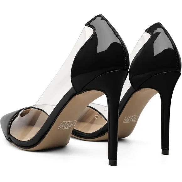 High Heel Clear Pumps 3.5” Pointed Cap Toe Transparent PVC Stilettos