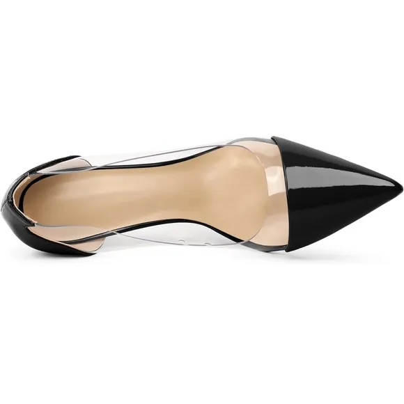 High Heel Clear Pumps 3.5” Pointed Cap Toe Transparent PVC Stilettos