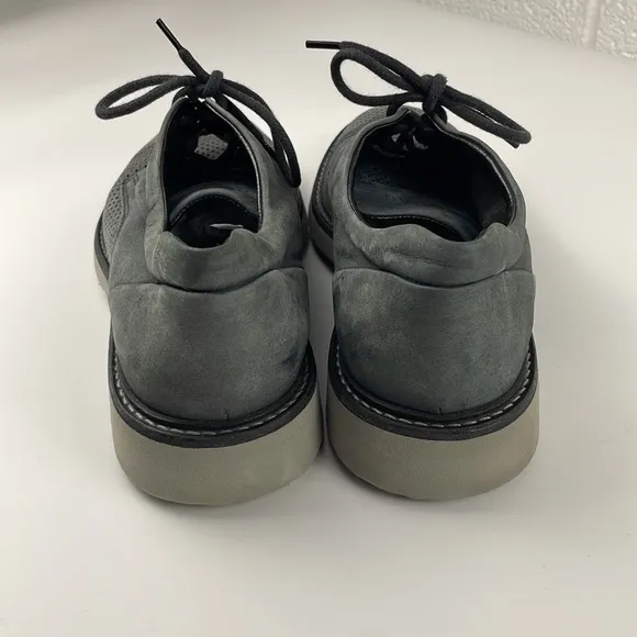 Hogan | Nubuck Suede Laser Cut Perforated Oxford Lace Up Golf Shoes Men's 8 Gray