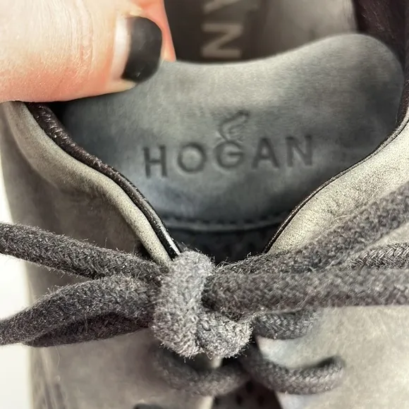 Hogan | Nubuck Suede Laser Cut Perforated Oxford Lace Up Golf Shoes Men's 8 Gray