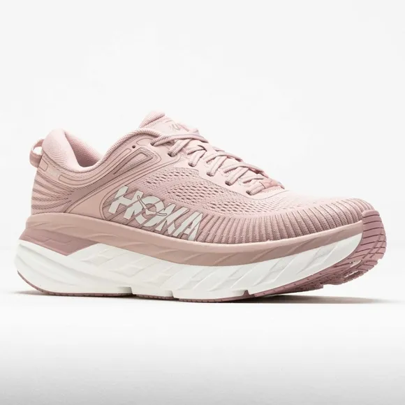 Hoka Bondi 7 Peach Whip/White Ultra Everyday Running Sneakers Size 8 Wide