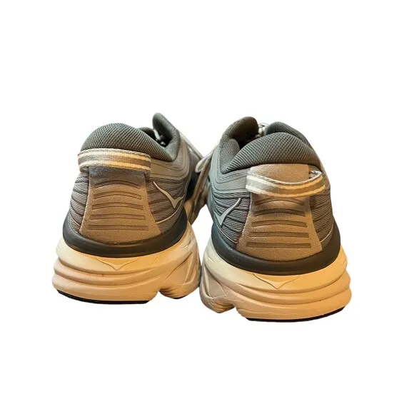 Hoka Bondi 7 Shoes Silver Grey Cushioned Lace-Up Athletic Sneaker Size 12