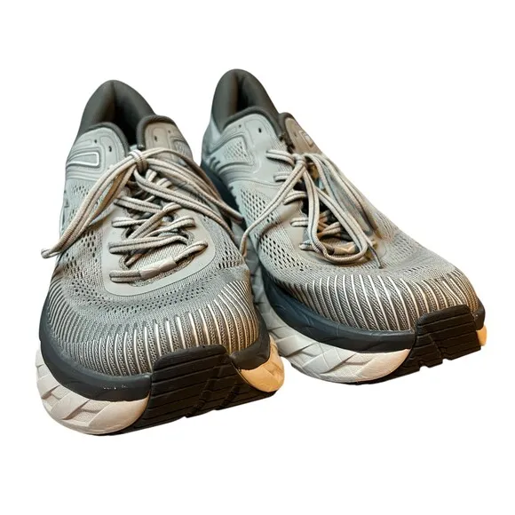Hoka Bondi 7 Shoes Silver Grey Cushioned Lace-Up Athletic Sneaker Size 12