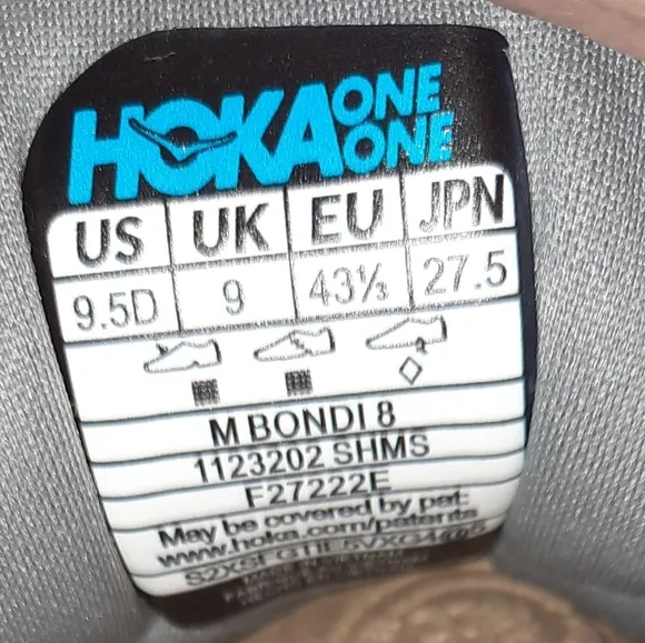 HOKA BONDI Mens Gray Running Shoes NWOT