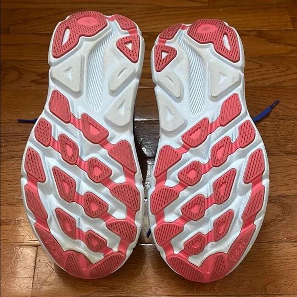 Hoka Clifton 9 Blue and Pink Athletic Shoes with Cushioned Midsole