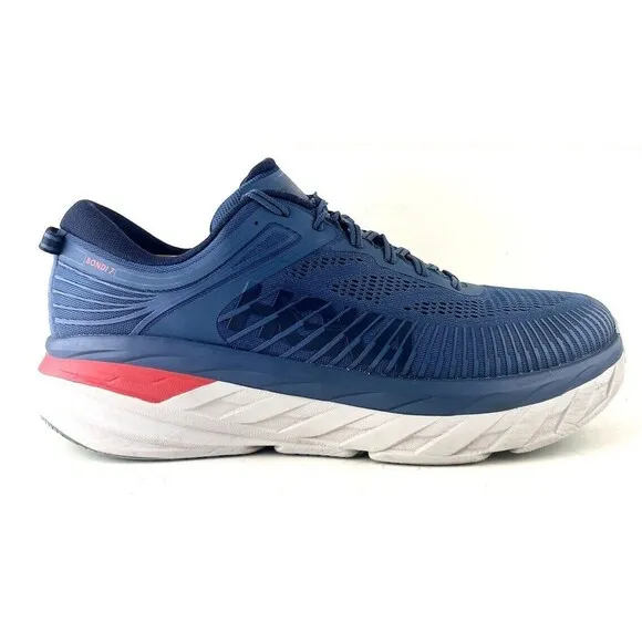 Hoka One One Bondi 7 Blue Lace Up Men’s Running Shoes Size 12.5