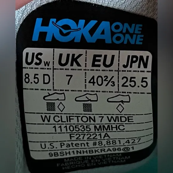 Hoka One One Clifton 7 Womens Size 8.5 Wide Running Shoes Morning Mist Hot Coral