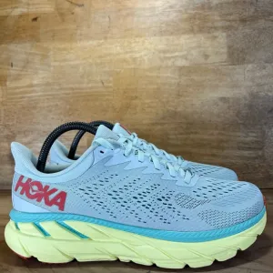 Hoka One One Clifton 7 Womens Size 8.5 Wide Running Shoes Morning Mist Hot Coral