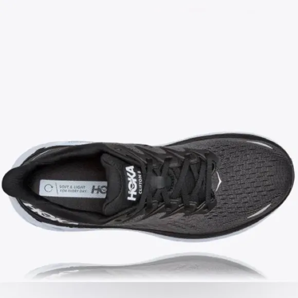 Hoka One One Clifton 8 Running Shoes Sneakers Black White Men’s 10 Women’s 11.5
