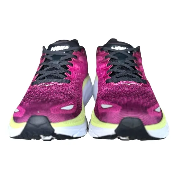 Hoka One One Clifton 8 Women’s Running Shoes Magenta Yellow White Size 8B
