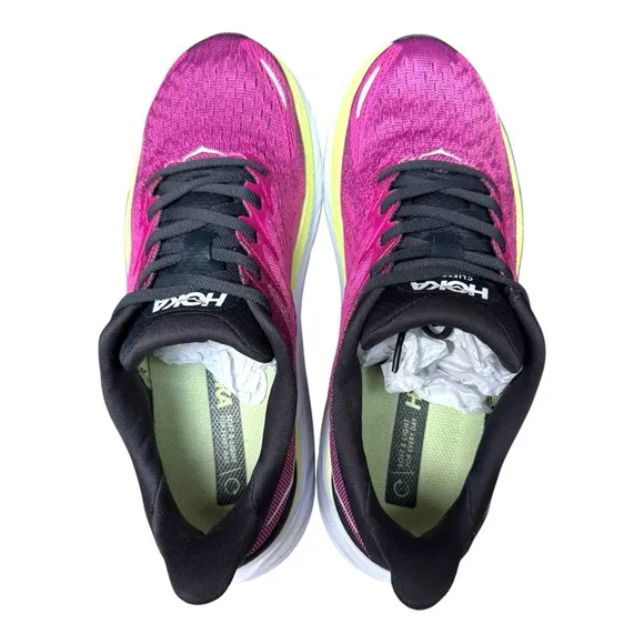 Hoka One One Clifton 8 Women’s Running Shoes Magenta Yellow White Size 8B