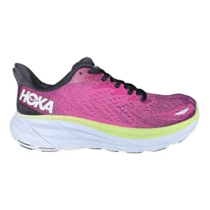 Hoka One One Clifton 8 Women’s Running Shoes Magenta Yellow White Size 8B