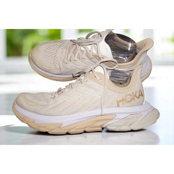 HOKA ONE ONE Clifton Edge Men’s Size 8.5 | Cream Beige Running Shoes 1110510 AMB