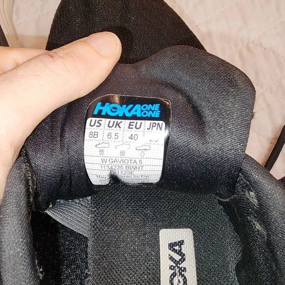 Hoka One One Gaviota 5 Running Shoes Black Sneaker 1134235 Women's 8 B Comfort