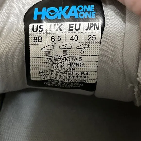 Hoka One One Gaviota 5 Womens 8 Wide Shoes Gray Running Sneaker 1134270 HMRG