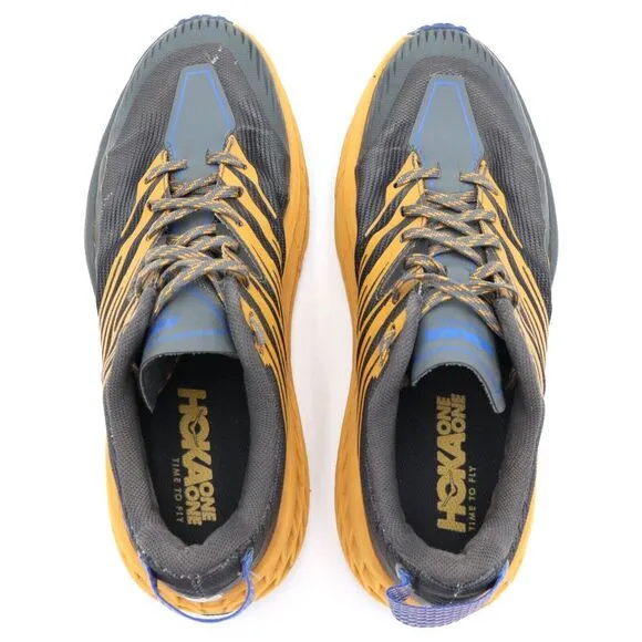 Hoka One One Speedgoat 4‎ Mens 9.5 US Gray Gold TrailRunning Shoes 1106525 CGYW