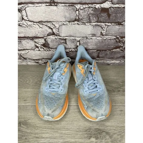 Hoka One One Clifton 9 Medium Airy Blue Synthetic Lace Running Shoes Women 6.5M