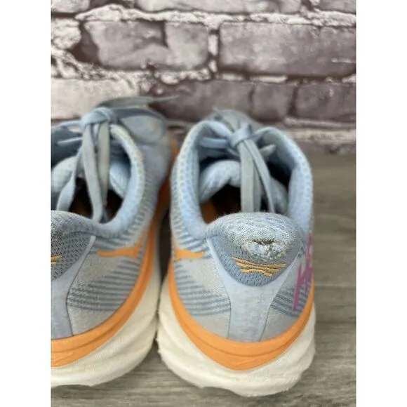 Hoka One One Clifton 9 Medium Airy Blue Synthetic Lace Running Shoes Women 6.5M