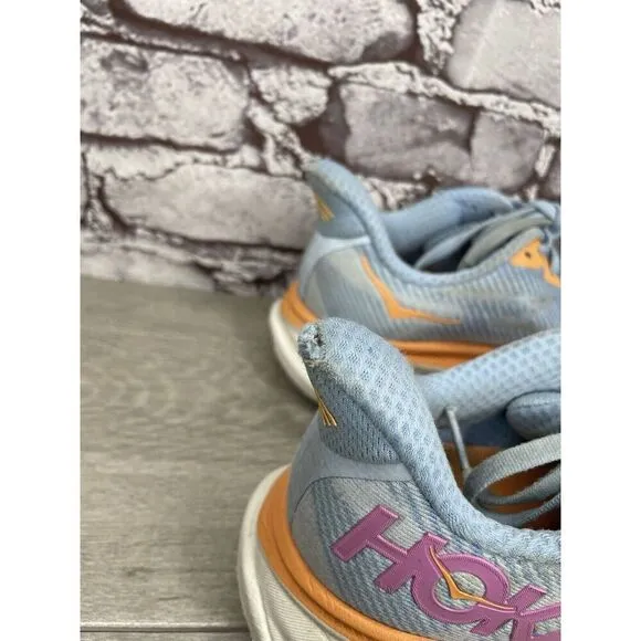 Hoka One One Clifton 9 Medium Airy Blue Synthetic Lace Running Shoes Women 6.5M