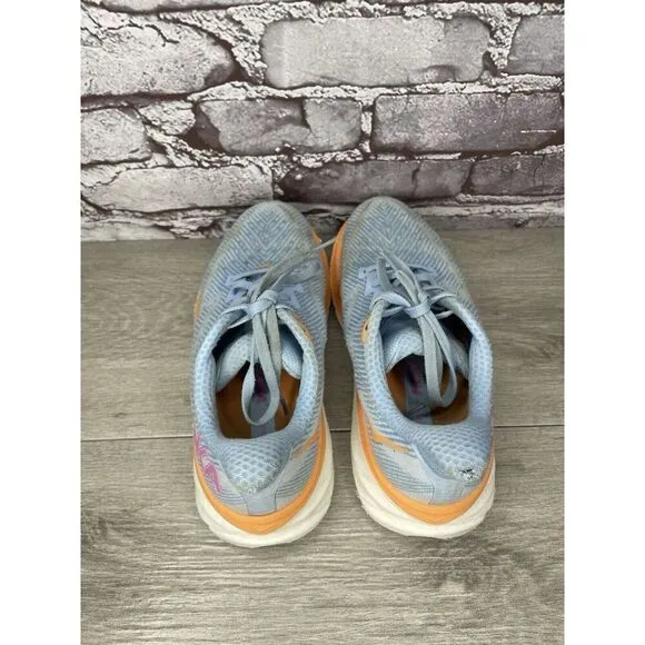 Hoka One One Clifton 9 Medium Airy Blue Synthetic Lace Running Shoes Women 6.5M
