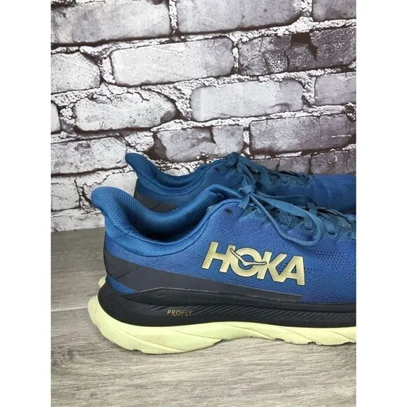 Hoka One One Mach 4 Blue Coral Synthetic Lace Up Running Shoes Men 9.5D US/43.3