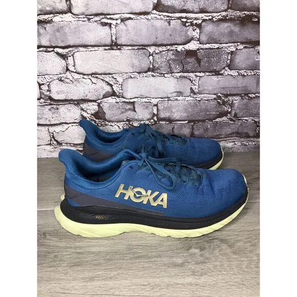 Hoka One One Mach 4 Blue Coral Synthetic Lace Up Running Shoes Men 9.5D US/43.3