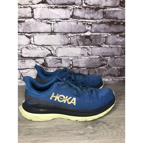 Hoka One One Mach 4 Blue Coral Synthetic Lace Up Running Shoes Men 9.5D US/43.3